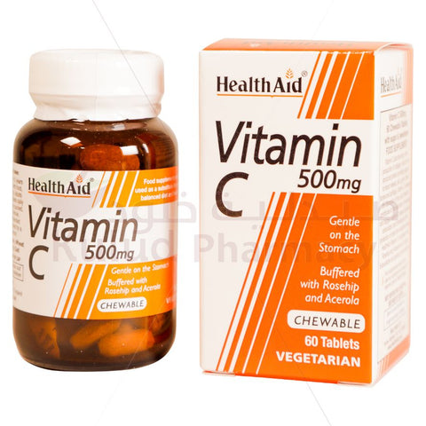 Buy Health Aid Vitamin C Chewable Tablet 500 Mg 60 PC Online - Kulud Pharmacy