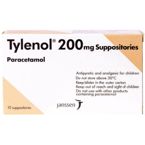 Buy Tylenol Suppository 200 Mg 10 PC Online - Kulud Pharmacy