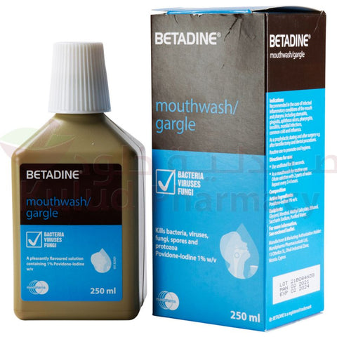Buy Betadine Mouth Wash 250 ML Online - Kulud Pharmacy