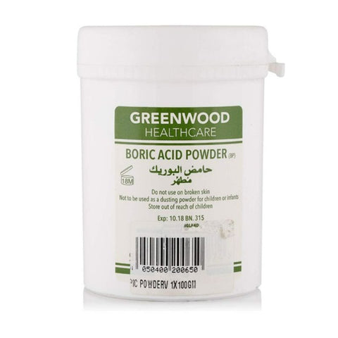 Buy Greenwood Boric Acid Powder 100Gm 100GM Online - Kulud Pharmacy