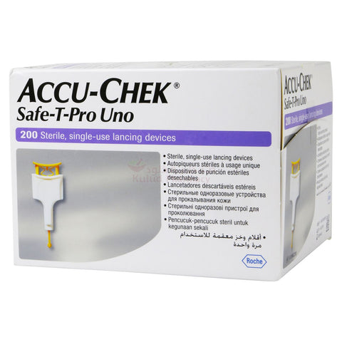 Buy Accu Chek Safe T Pro Uno Sugar Test Kit 200 PC Online - Kulud Pharmacy