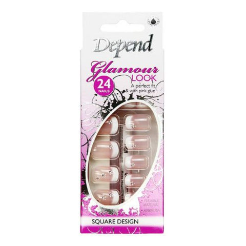 Buy Depend Glamour 07 Flower & Stone Artificial Nail 24 PC Online - Kulud Pharmacy