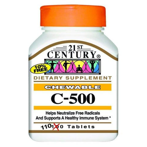 Buy 21St Century Vitamin C Chewable Tablet 500 Mg 110 PC Online - Kulud Pharmacy