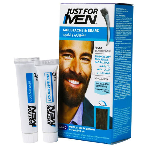 Buy Just For Men Beard Medium- Dark Brown M 40 Hair Color 14 GM Online - Kulud Pharmacy