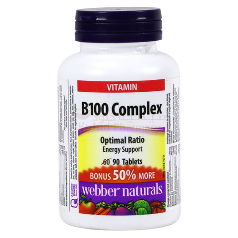 Buy Webber Naturals B100 Complex Tablet 100 Mg 90 PC Online - Kulud Pharmacy