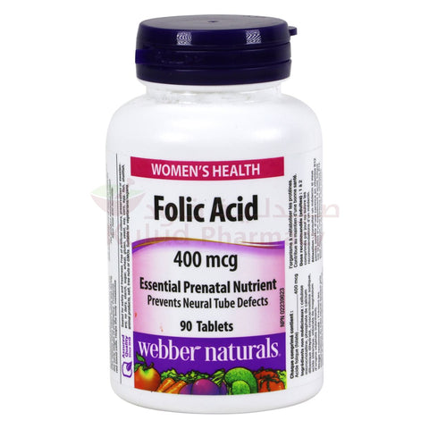 Buy Webber Naturals Folic Acid Tablet 400 Mcg 90 Tab Online - Kulud Pharmacy