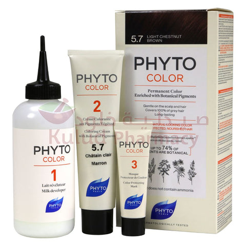 Buy Phytocolor 5.7 Light Chestnut Brown Hair Color 1 PC Online - Kulud Pharmacy