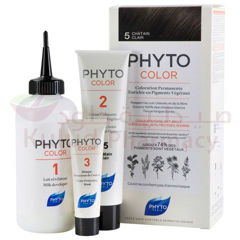 Buy Phytocolor 5 Light Brown Hair Color 1 PC Online - Kulud Pharmacy