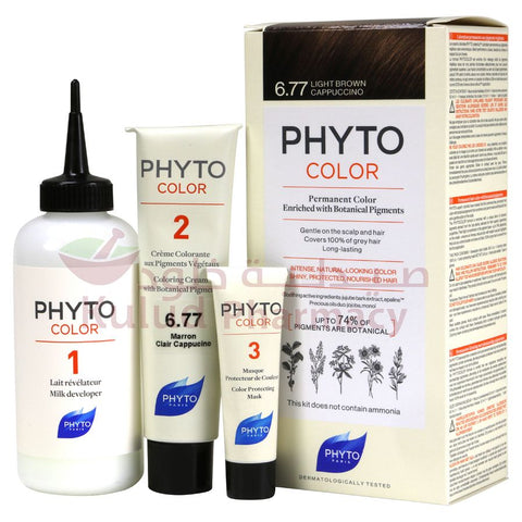 Buy Phytocolor 6.77 Light Brown Cappuccino (New) Hair Color 1 PC Online - Kulud Pharmacy