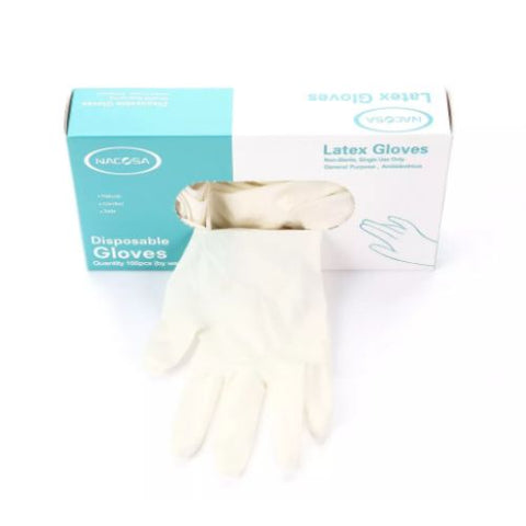 Buy Nacosa Latex Powder Free Size Large Gloves 100 PC Online - Kulud Pharmacy