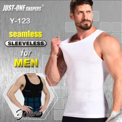 Just One Shapers Seamless Slimming Shirt for Men ( White ) S/M