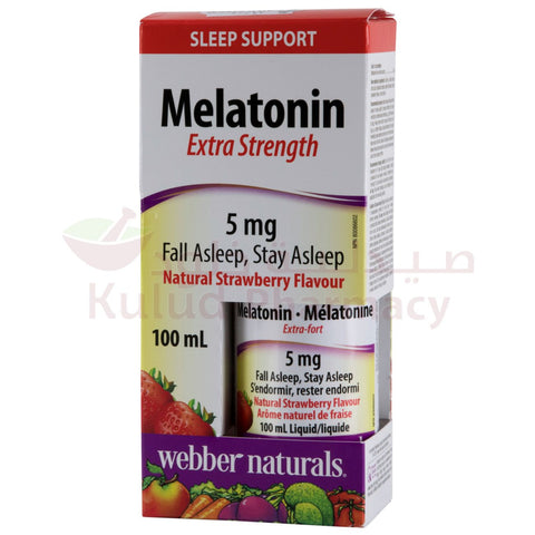 Buy Webber Naturals Melatonin Extra Strength Suspension 5 Mg 100 ML Online - Kulud Pharmacy