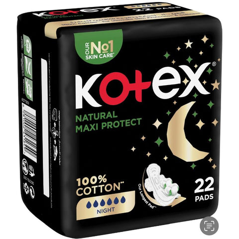 Buy Kotex Natural Maxi Night Cotton 22PC Online - Kulud Pharmacy
