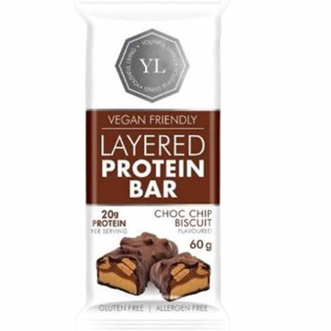 Buy Youthful Living Protein Layered Bar Choc Chip Biscuit 60GM Online - Kulud Pharmacy