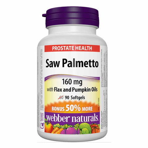 Buy Webber Naturals Saw Palmetto 160 Mg With Flax And Pumpkin Oil 90CAP Online - Kulud Pharmacy