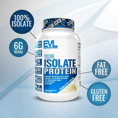 Buy EVLution Nutrition 100% Isolate Protein Vanilla Ice Cream, 1.6LB ,25 servings Online - Kulud Pharmacy