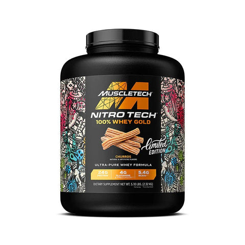 Buy MuscleTech Nitro Tech 100% Whey Gold Limited Edition 5.10 lbs Churros Flavor Online - Kulud Pharmacy