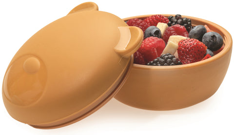 Melii Silicone Bowl With Lid Brown Bear 350 Ml