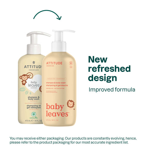 Attitude Baby Leaves 2-In-1 Shampoo & Body Wash, Pear Nectar 473Ml