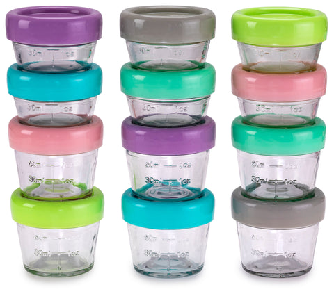 Melii Glass Food Storage Container 12 Pcs Set (6 X 4Oz & 6 X 2Oz)