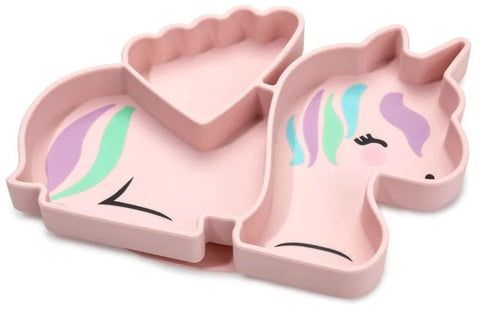 Melii Divided Silicone Suction Plate Pink Unicorn