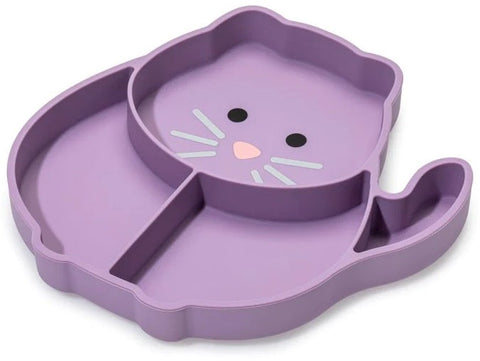 Melii Divided Silicone Suction Plate Purple Cat