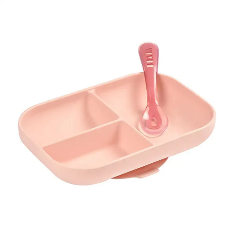 Beaba Silicone Suction Divided Plate (Pink)