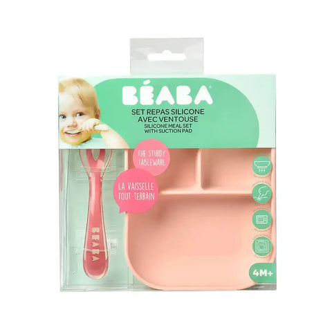 Beaba Silicone Suction Divided Plate (Pink)