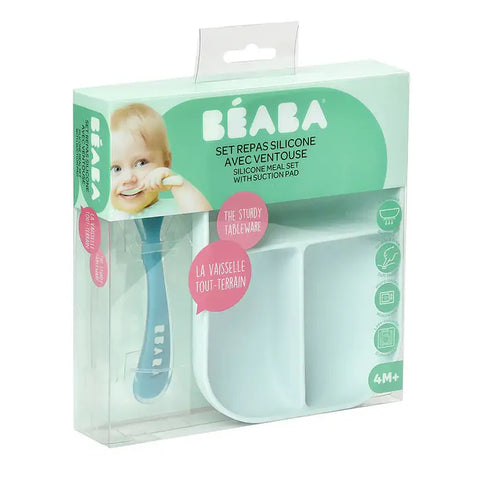 Beaba Silicone Suction Divided Plate (Blue)