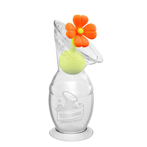 Haakaa - Silicone Breast Pump & Flower Stopper (Orange)