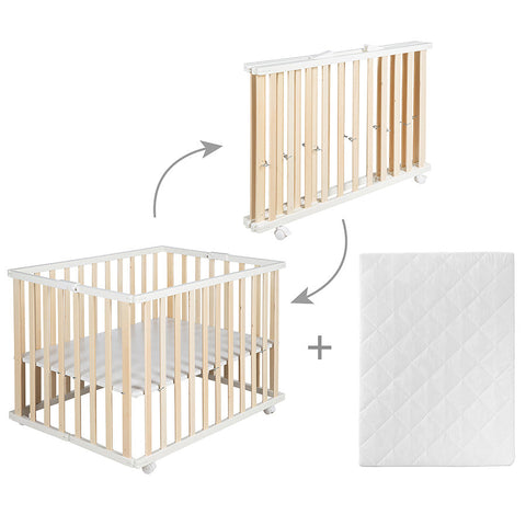 Roba Wooden Foldable Playpen 74 x 100 cm (White)