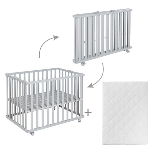 Roba Wooden Foldable Playpen 74 x 100 cm (Taupe)