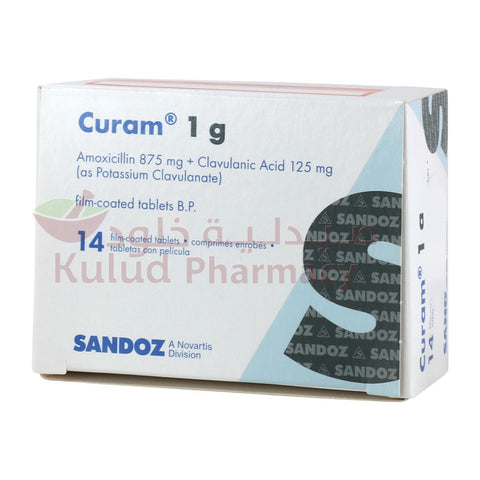 Buy Curam Tablet 1 G 14 Tab Online - Kulud Pharmacy