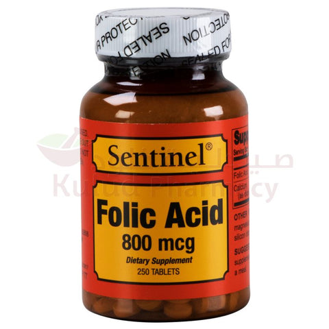 Buy Sentinel Folic Acid Tablet 800 Mg 250 Tab Online - Kulud Pharmacy