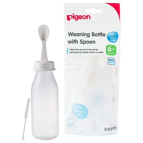 Buy Pigeon Weaning With Spoon Bottle 240 ML Online - Kulud Pharmacy