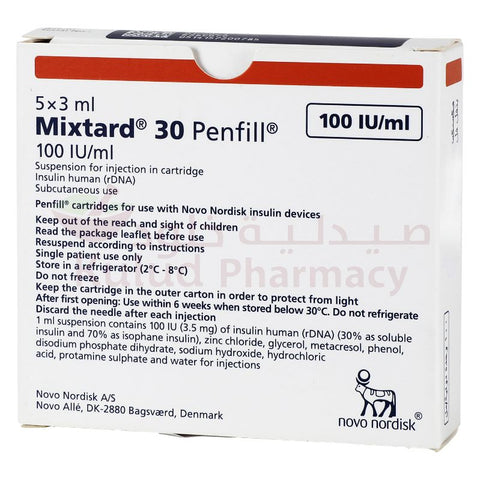 Buy Mixtard 30Hm Penfil 100 I.U 5 VL Online - Kulud Pharmacy