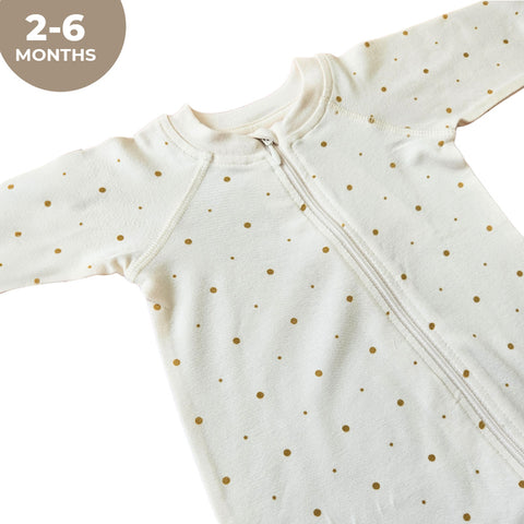 Elli Junior Bamboo Two Way Zip Pyjamas Golden Dots (2-6M)