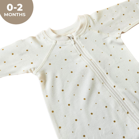 Elli Junior Bamboo Two Way Zip Pyjamas Golden Dots (0-2M)