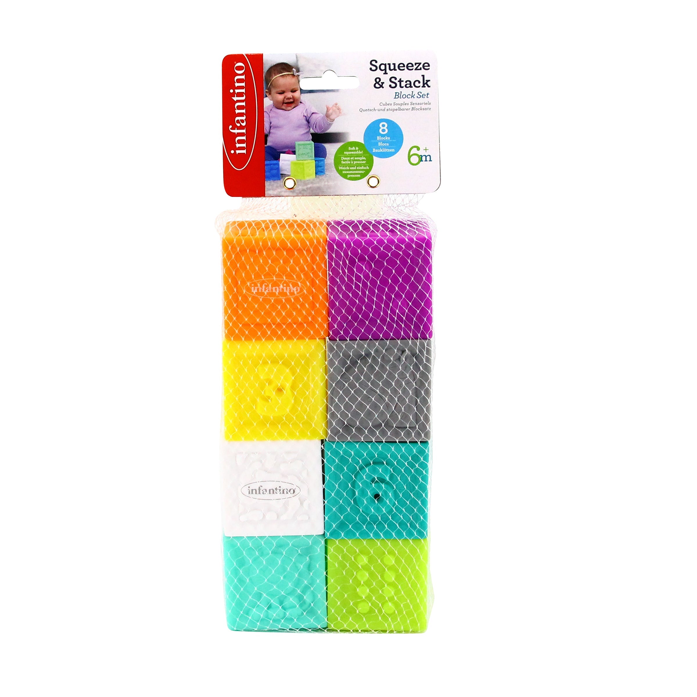 Infantino - Squeeze & Stack Block Set - 8 Pcs | Pre-School Infantino - Squeeze & Stack Block Set - 8 Pcs | Pre-School
