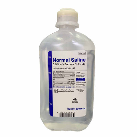 Buy Normal Saline Sodium Chlorid 0.9% Intravenous Infusion 500 ML Online - Kulud Pharmacy