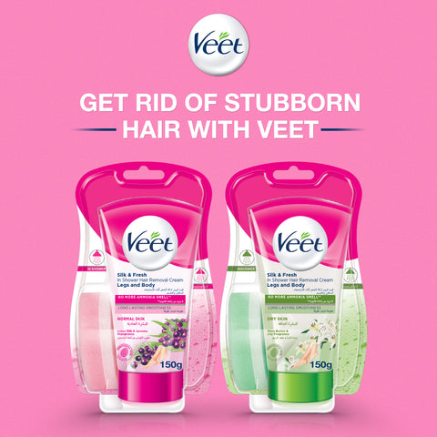 Veet Silk and Fresh In Shower Hair Removal Cream for Dry Skin 150g