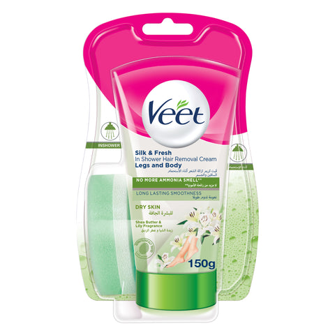 Veet Silk and Fresh In Shower Hair Removal Cream for Dry Skin 150g