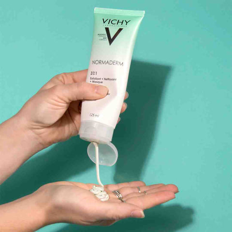 Vichy Normaderm 3 in 1 Cleanser, Scrub & Mask for Oily/Acne Skin with salicylic  & glycolic acid 125ml