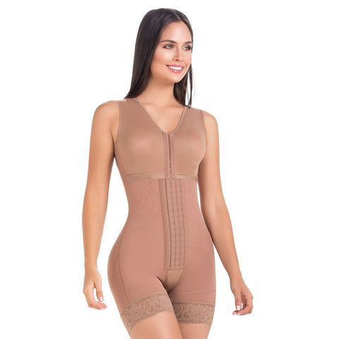 Post Op Shapewear For Women | Bra & Mid Thigh (Mocha) - L