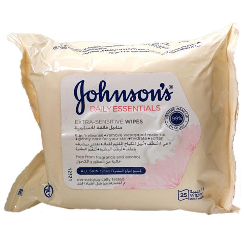 Buy Johnson And Johnson All Skin Types Wipes 25 PC Online - Kulud Pharmacy