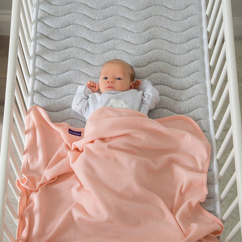 Waffle Weave Cotton Blanket Crib/Moses Basket 70 X 90 Cm (Coral)