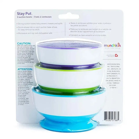 Munchkin - Stay Put Suction Bowls (Pack Of 3)