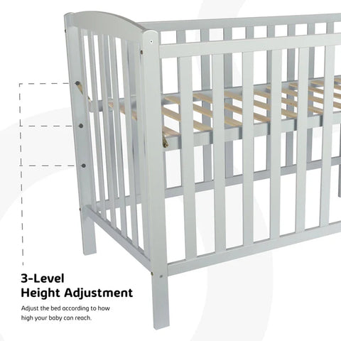 Moon - Wooden Window Crib (Grey) - Mattress Included