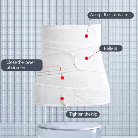صنفينو - حزام البطن بعد الولادة المسامي (أبيض) - L