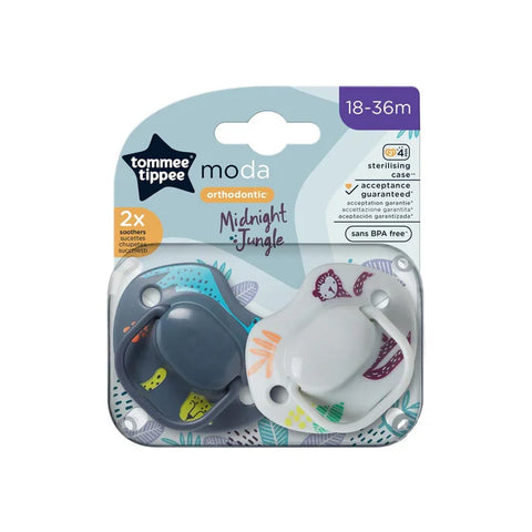 Tommee Tippee Moda Soother, (18-36 Months), Pack Of 2 (Green/Grey)